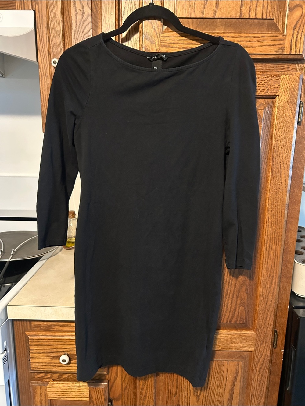 H&M stretchy Black 3/5-Long-Sleeve Mini Dress